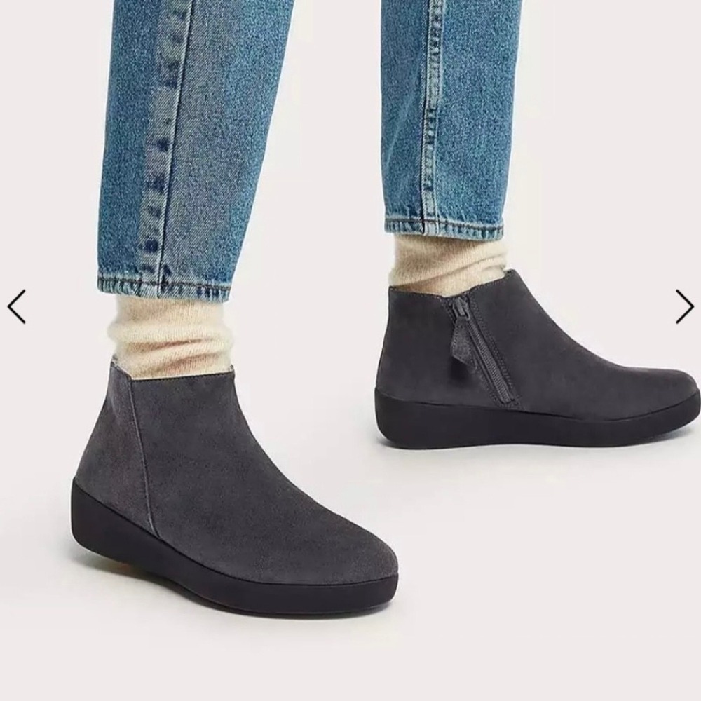 Fitflop SUMI suede Ankle Boots Size 6 gray black comfort‎ shoes